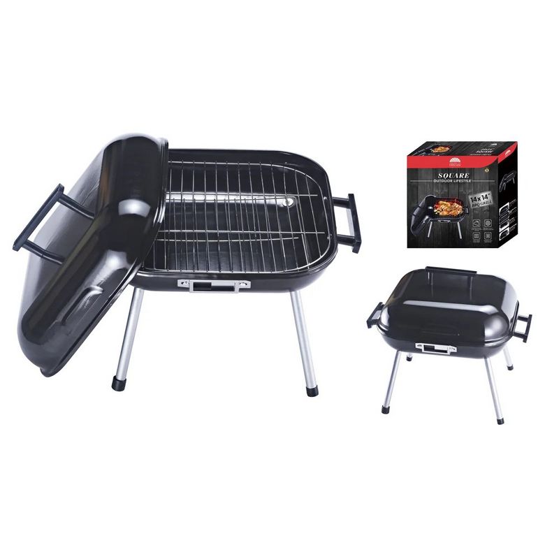 J&V TEXTILES 14 Inch Portable BBQ Square Grill, 4 of 5