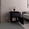 Vynxaria Ethan Open Shelves Nightstand With One Door, Modern Bedside Table For Bedroom Storage, Black - 2 of 4