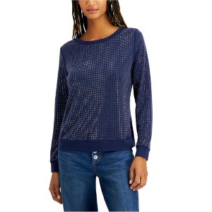 I.N.C International Concepts Womens Studded Sweatshirt, Blue, Small - 1 of 1