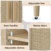 Lyngins Rattan Storage Cabinet with Adjustable Shelf, Versatile Kitchen Cabinet, 4-Door Sideboard Buffet Cabinet & Pantry Cabinet, Solid Wood Legs - 3 of 4