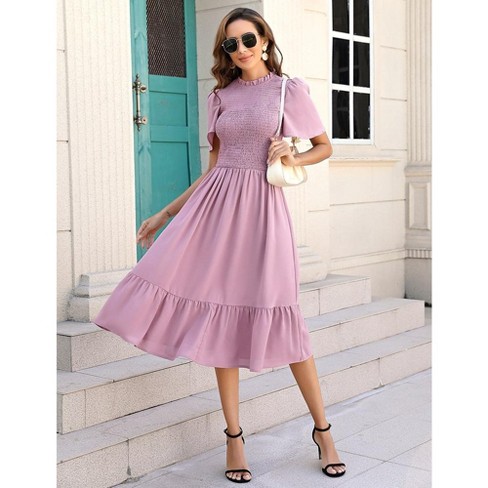 Pink flowy dress short hotsell