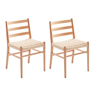 GlasFlength Dining Sets of 2, Stackable Dining Chair with Woven Seat, Perfect for Dining Room, Patio, Brown, 17.3"*16.5"*29.9" - 1 of 4