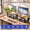 Simple Trending 2 Tier Monitor Stand Riser, Wood Computer Desk Organizer with Drawer and Pen Holder for Laptop Office, iMac, Brown - 4 of 4