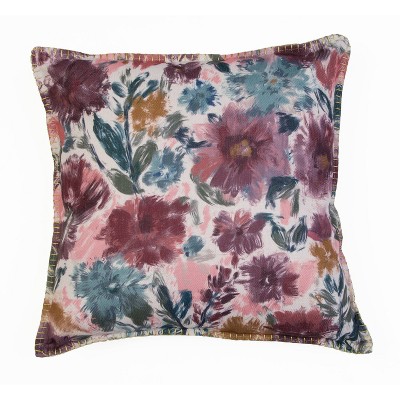 22"x22" Sorrento Floral Foil Printed Pillow Pink - Decor Therapy