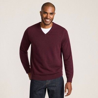 Lands' End Men's Fine Gauge Cashmere V-neck Sweater