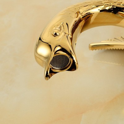 Polished Gold Swan Single Handle Vessel Sink Faucet