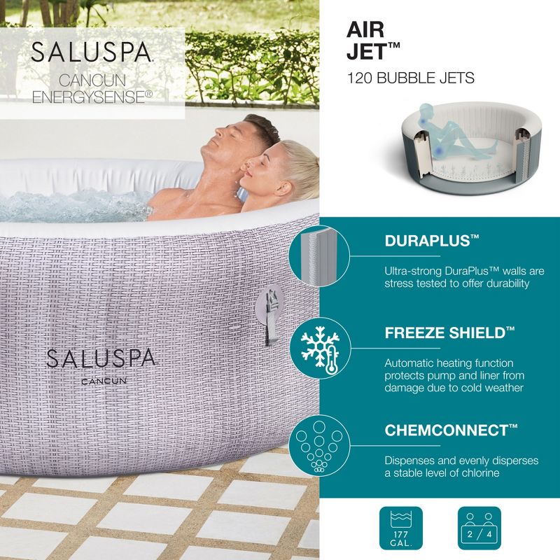 Bestway SaluSpa Fiji AirJet Inflatable Hot Tub Round Portable Outdoor Spa and EnergySense Energy Saving Cover, 5 of 10