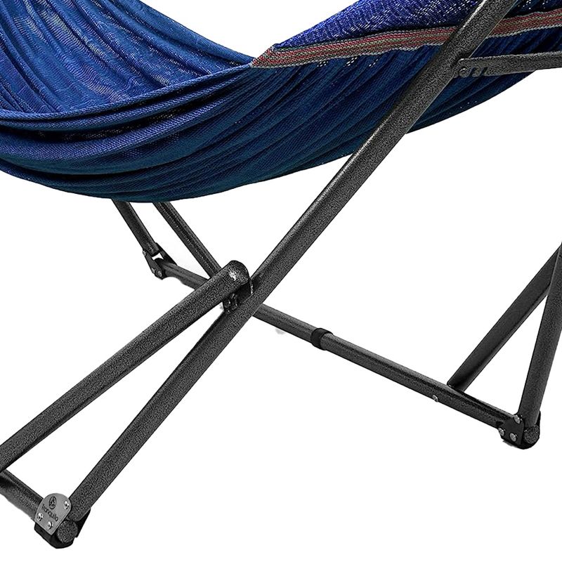 Tranquillo Universal 106.5 Inch Double Hammock Swing with Adjustable Powder-Coated Steel Stand and Carry Bag for Indoor or Outdoor Use, Aegean, 5 of 7