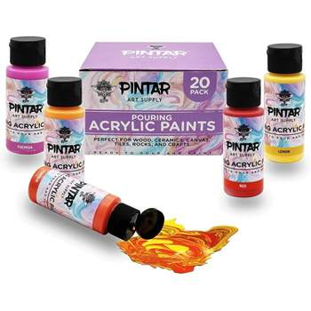 Acrylic Pouring Paint 43 PCS of 36 Bottles (2 oz/60ml) ,32 Assorted Colors  Set to Pre-Mixed High Flow Acrylic Paint Pouring Supplies for Canvas Glass