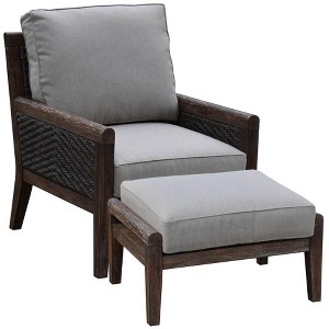 Courtyard Casual Bermuda FSC Teak 2 pc Club Chair and Ottoman Set  Includes:  One Club Chair and One Ottoman - 1 of 4