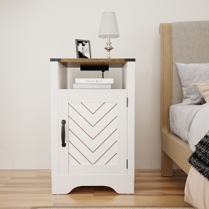 Vynxaria UL Certified Charging Nightstand with USB Ports and Outlets, MDF Engineered Wood, Ample Storage, Easy Assembly - 1 of 4