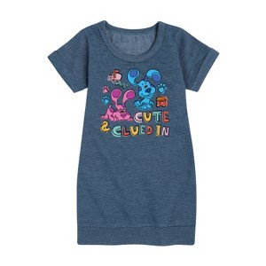 Girls' - Blue's Clues & You! - Cute & Clued In Graphic Short Sleeve Fleece Dress - 1 of 3
