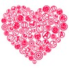 Juniors Womens Marvel Universe Logo Heart Icons T-Shirt - 2 of 4