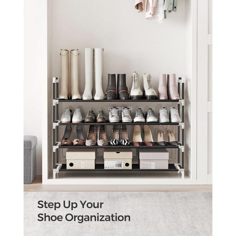 SONGMICS Shoe Rack with Shelves for Closet Entryway Shoe Organizer,Easy to Assemble Metal Shoe Storage Shelf,Black, 3 of 12