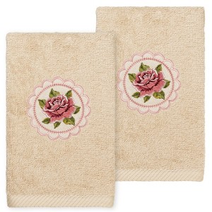 Linum Home Textiles Rosalee - Embroidered Luxury 100% Turkish Cotton Hand Towels (Set of 2) - 1 of 3