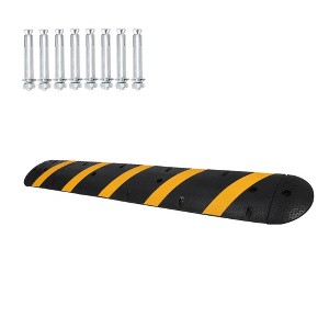 Rubber Speed Bump, 2-Channel Modular Traffic Driveway Speed Bump, Heavy Duty Cable Protector Ramp with Bolts for Concrete, Garage, Gravel Roads - 1 of 4