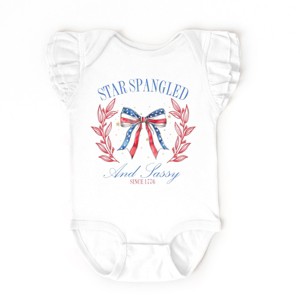 The Juniper Shop Star Spangled And Sassy Coquette Flutter Sleeve Bodysuit - 1 of 4