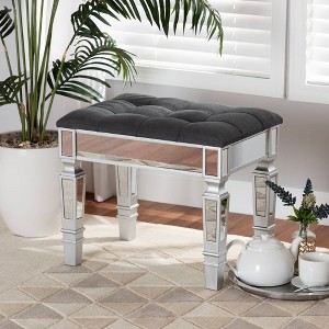 Hedia Fabric Upholstered and Wood Ottoman - Baxton Studio - 1 of 4