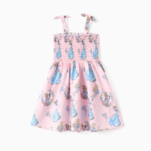 PATPAT Disney Princess Frozen Elsa Anna Toddler Girl Dress Bow Strap Smocked Summer Outfit Birthday Party Clothes 2-6 Years - 1 of 4