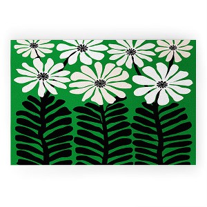 Modern Tropical Mod Flower Garden Black White Looped Vinyl Welcome Mat - Society6 - 1 of 4