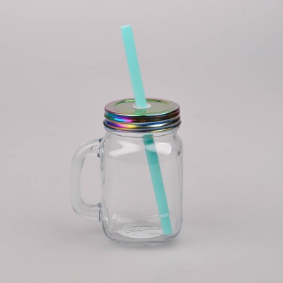 DISNEY MASON JAR Winnie the Pooh Drinking Glass Jars With Straw & Lid Gift NEW