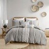 Gulches Imani 3 Piece Multicolor Gray Cotton Chenille Duvet Cover Queen Set with Global Inspired Aztec Print - 2 of 4