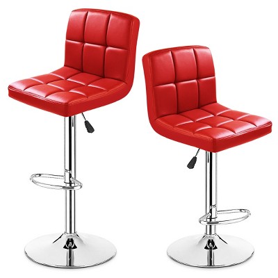 Tangkula Modern Square PU Leather Adjustable Swivel Barstools,Set of 2
