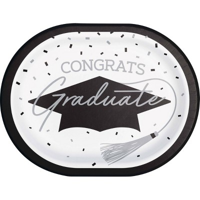 Creative Converting Graduate School Spirit White Oval Paper Plates 24ct
