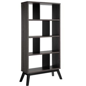 TiramisuBest Clover 6-Tier Freestanding Bookshelf, 67" Tall Dark Walnut Bookcase, Anti-Tip Safety Design, MDF Wood for Home Office & Living Room - 1 of 4