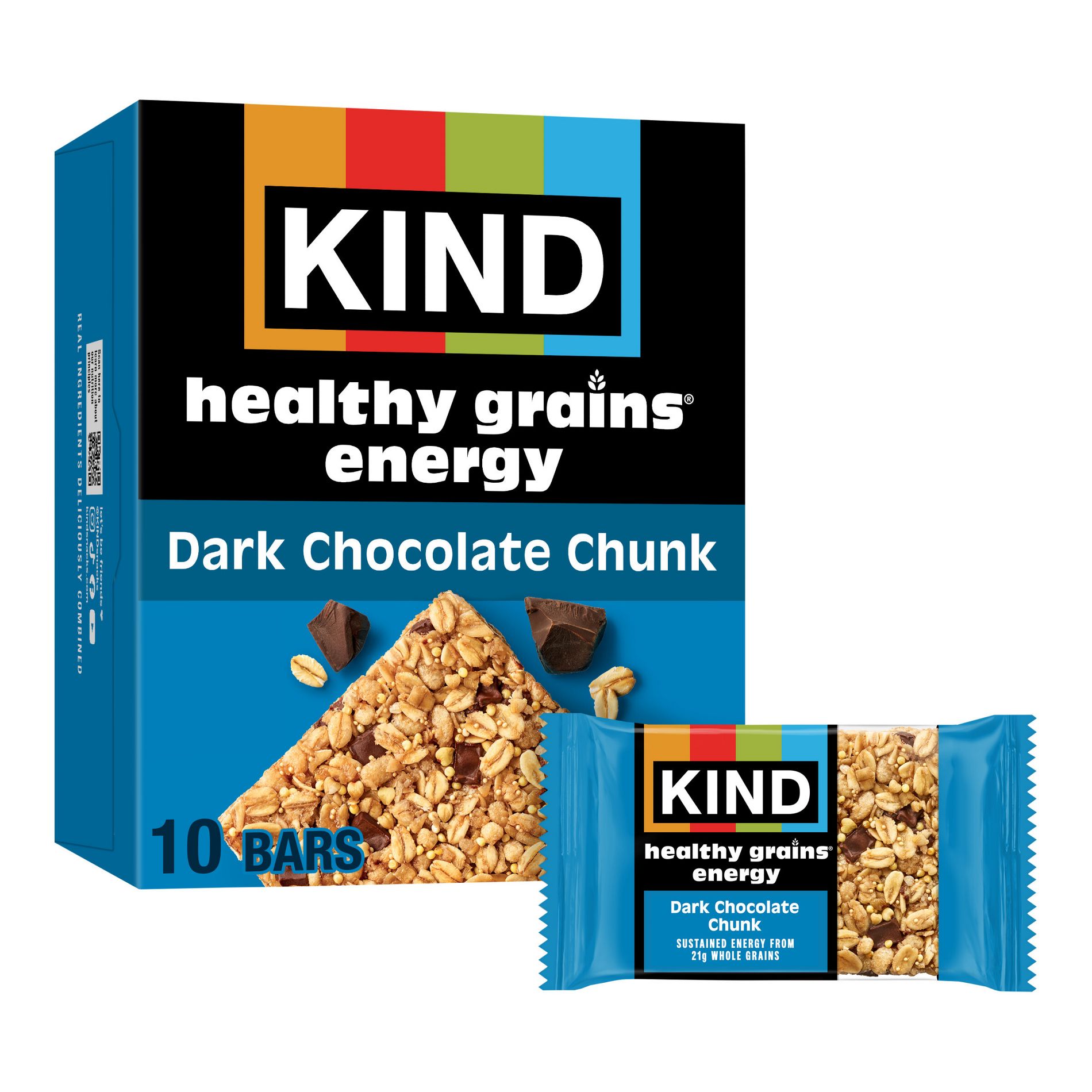 KIND Healthy Grains Energy Dark Chocolate Chunk Protein Bars - 10ct