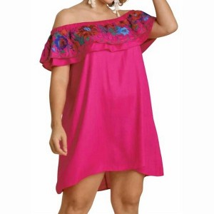 Women's Floral Embroidered Ruffled Dress - umgee - 1 of 4