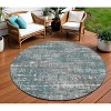 Teal Blue And Gray Geometric Washable Indoor Outdoor Area Rug - 2 of 4