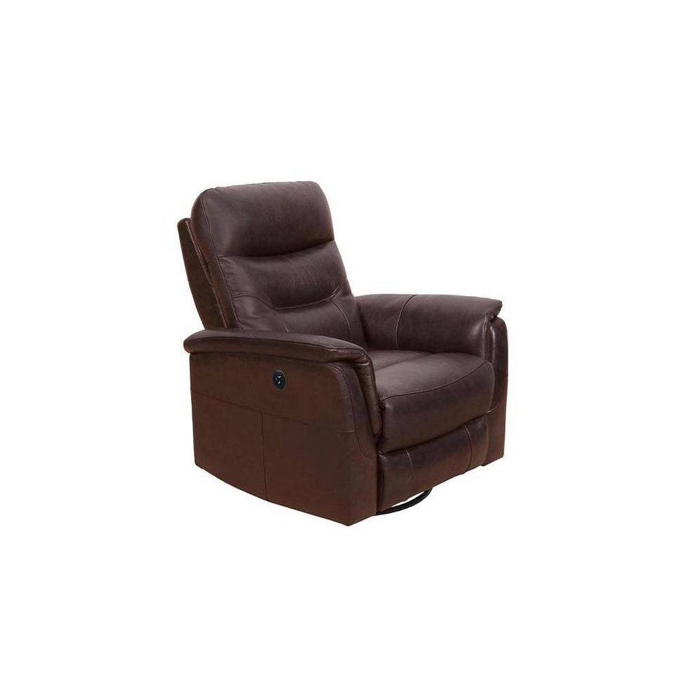 Payson Leather Power Swivel Glider Recliner Brown - Abbyson Living