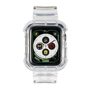 Insten Band and Case Compatible with Apple Watch 42mm 44mm Series 6/SE/5/4/3/2/1 - Crystal Strap with Rugged Bumper, Clear - 1 of 4