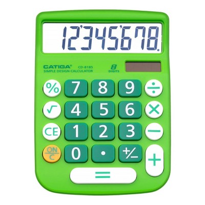 CATIGA 8-Digit Desktop Calculator, Solar Power, Large LCD, Big Buttons, 4-Function for Home, Office, School, Business, CD-8185