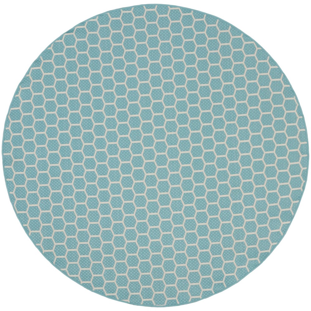 Photos - Doormat Nourison 8' Reversible Basics Round Woven Indoor/Outdoor Area Rug Aqua Blu 