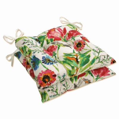 2pk Flower Mania Petunia Wrought Iron Outdoor Seat Cushions Pink - Pillow Perfect