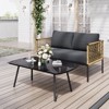 Hyleory 4 Pieces Rattan Plaited Patio Set For 4 With Coffee Table, Outdoor Conversation Sofa Set - 3 of 4