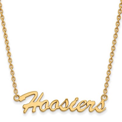 Black Bow Jewelry 14k Yellow Gold Plated Sterling Silver Indiana Hoosiers NCAA Necklace 18 Inch