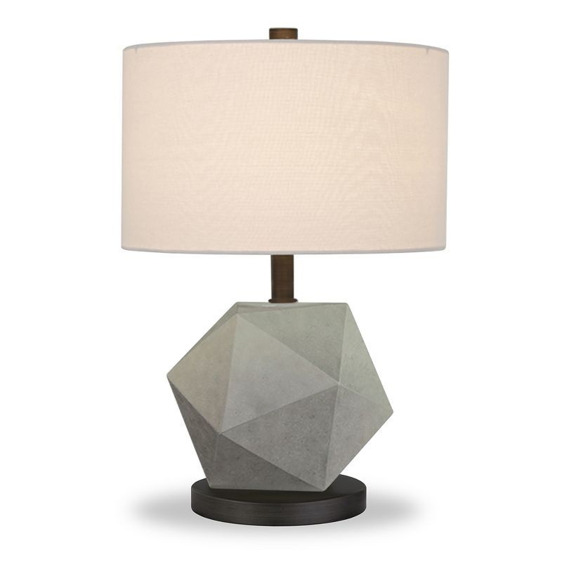 Hampton &#38; Thyme 19.5&#34; Tall Table Lamp with Fabric Shade Concrete/Blackened Bronze/White, 4 of 13