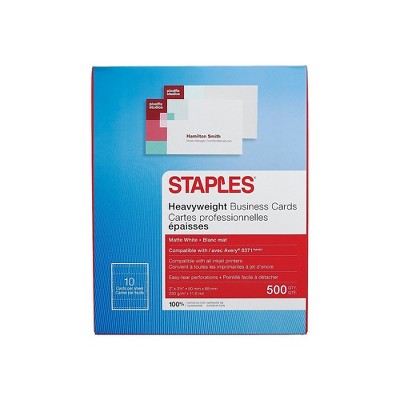 Staples Inkjet Business Cards 2" x 3 1/2" Matte White 500/Cards 12521