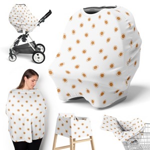 Sweet Jojo Designs Boy, Girl, Unisex/Gender Neutral 5-in-1 Multi Use Baby Nursing Cover Boho Sun Orange and White - 1 of 4