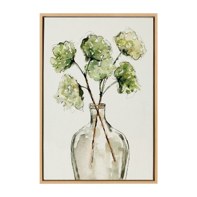 Greenery Vase Botanical Canvas Print with Natural Frame, 23x33