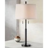 Possini Euro Design Rustic Farmhouse Table Lamp 33" Tall Dark Bronze Metal Off White Burlap Fabric Drum Shade for Bedroom Living Room House Bedside - 2 of 4