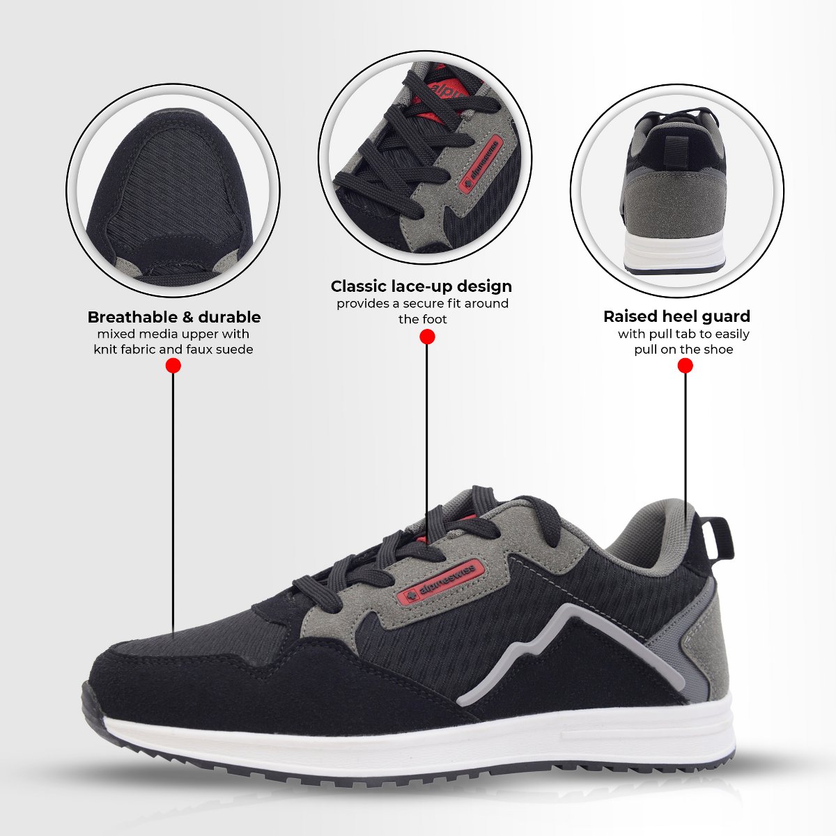 Мужские Alpine Swiss Kurt Mens Classic Retro Sneakers Casual Walking Tennis Shoes BLK 9 M US — фото 3