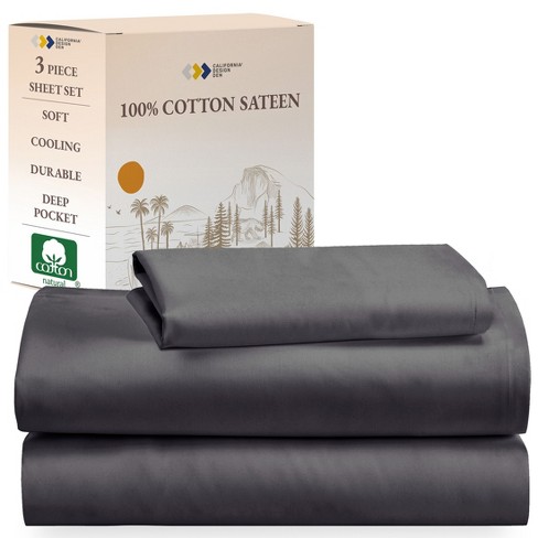 Soft 100% Cotton Sheets Set - Cooling Durable Sateen, Deep Pocket - by California Design Den - image 1 of 4