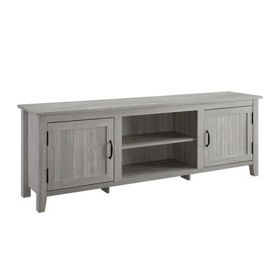 70" MDF 2-Door Grooved Modern Farmhouse TV Stand with Adjustable Shelves and Cord Management for Living Room and Bedroom