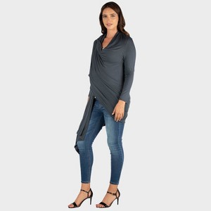 24seven Comfort Apparel Maternity Elegant Long Sleeve Asymmetrical Hem Jacket - 1 of 3