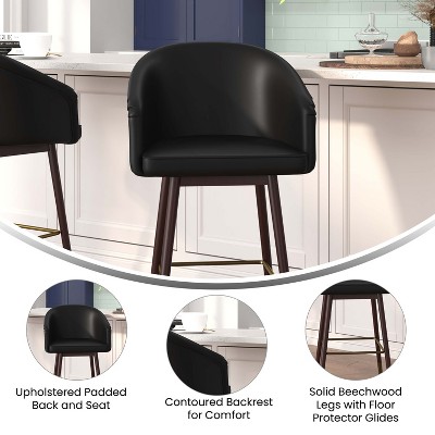 Emma and Oliver Upholstered Counter Height Dining Stool with Wood Frame - Set of 2