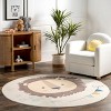 Nuloom Ellia Cheerful Lion Pet Friendly Machine Washable Kids Area Rug, Round 4', Multicolor - 2 of 4
